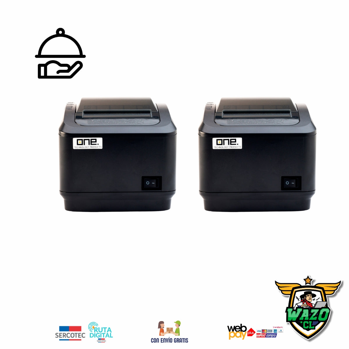 Kit POS Gastronómico WAZO ONE RESTO | Sistema All-in-One con Doble Impresora de 80mm