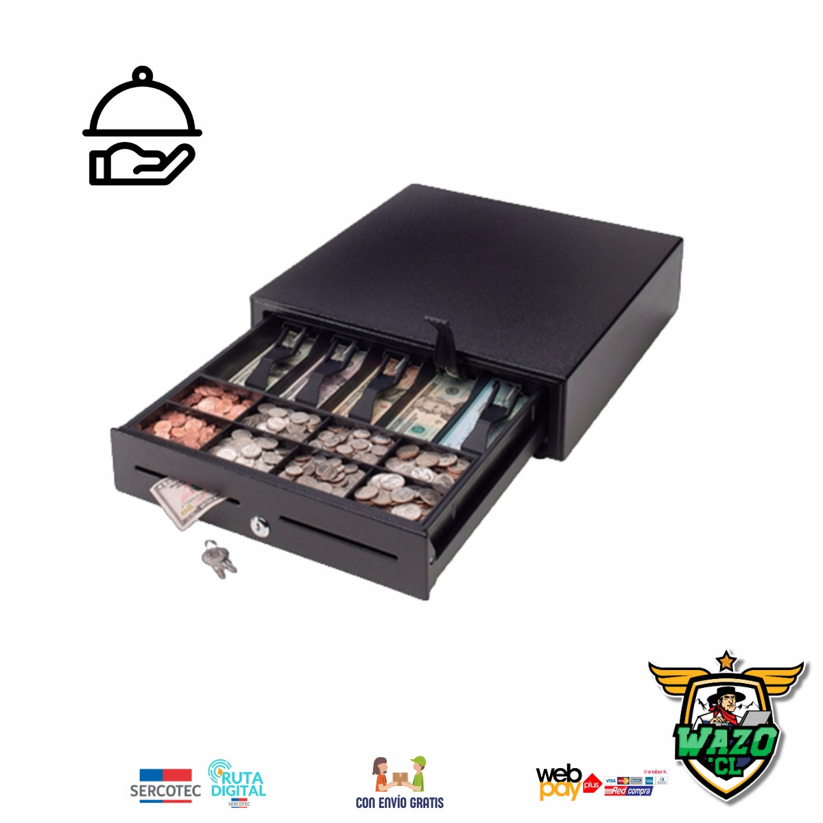 Kit POS Gastronómico WAZO ONE RESTO | Sistema All-in-One con Doble Impresora de 80mm