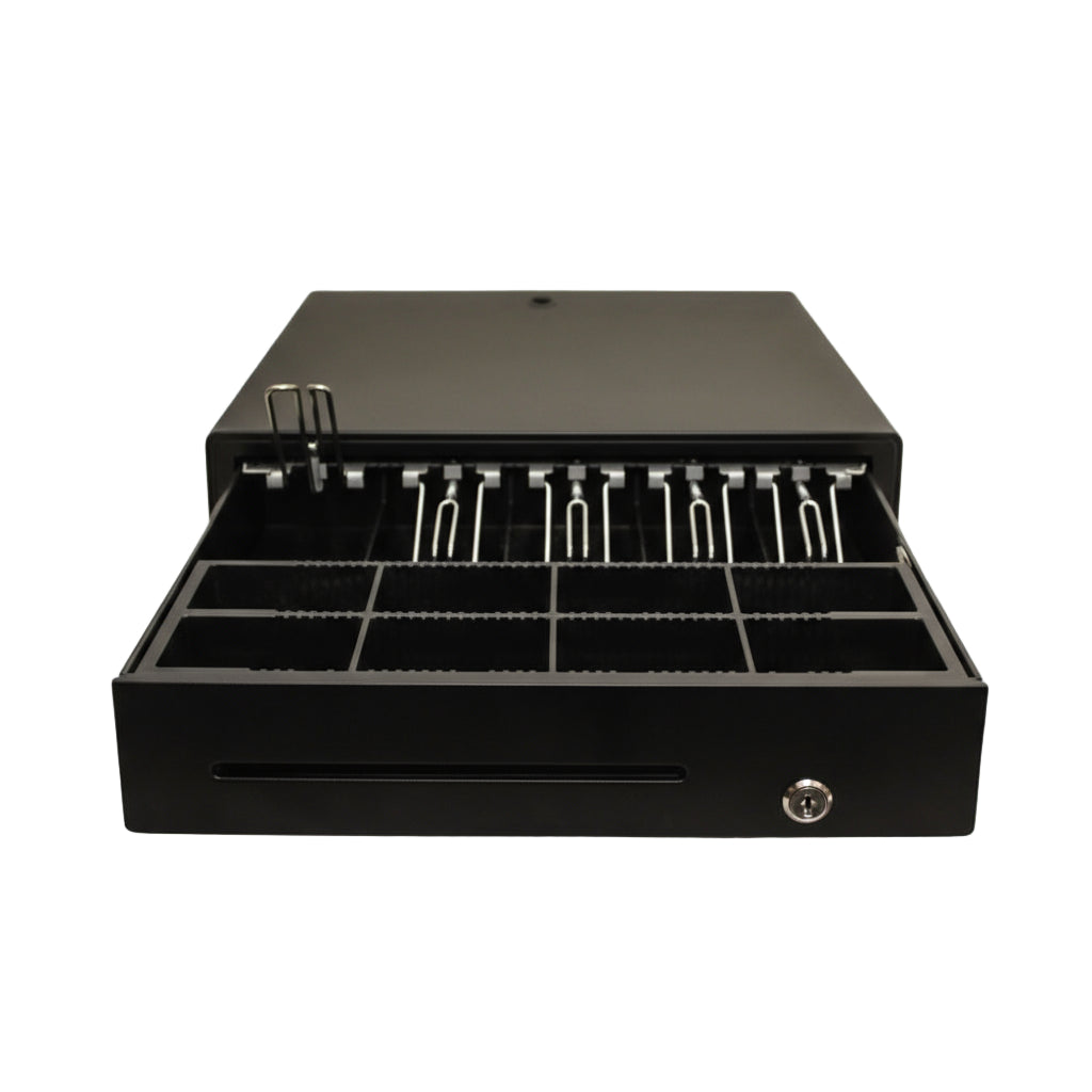 Gaveta de Dinero BARPOS TC-415 | 5 Billetes + 8 Monedas, RJ-11 y Serial, Construcción Metálica