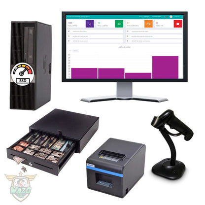 Punto de Venta Wazo | PC, Impresora 80mm, Lector y Software