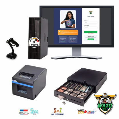 Kit Punto de Venta Rápido WAZO POS 2 - PC Intel Core i3 + SSD + Impresora 80mm