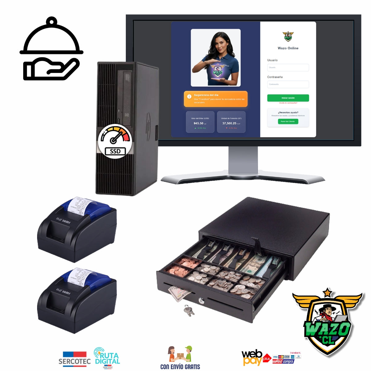 Kit Punto de Venta WAZO POS 1 | Ideal para Comida Rápida, Food Trucks y Cafeterías