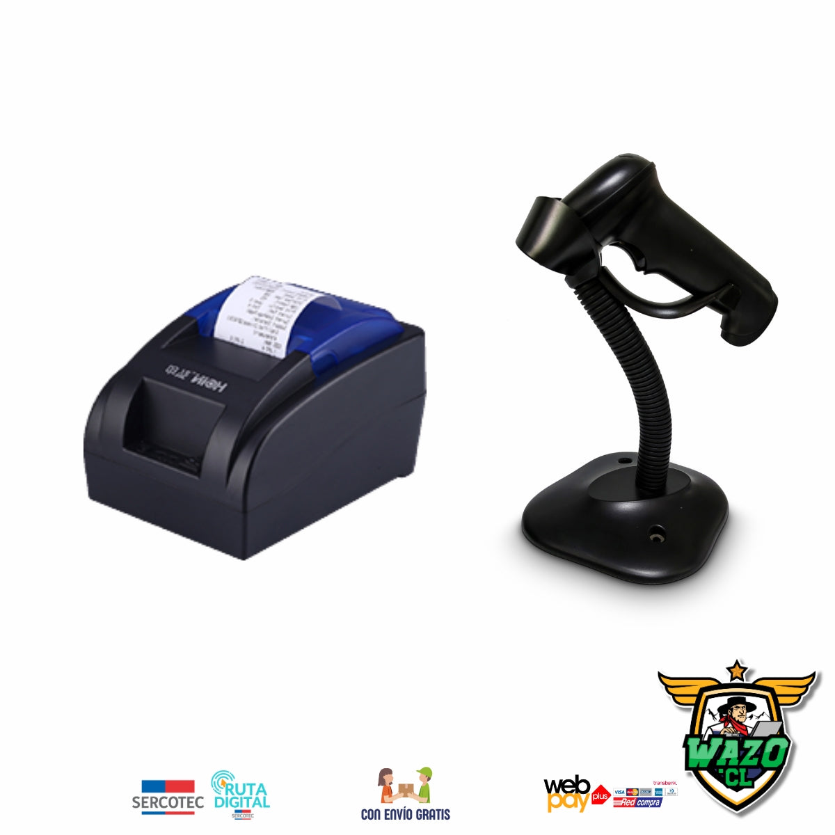 Kit Punto de Venta WAZO AIO Retail | Computador All-in-One con Lector de Barras para Comercios