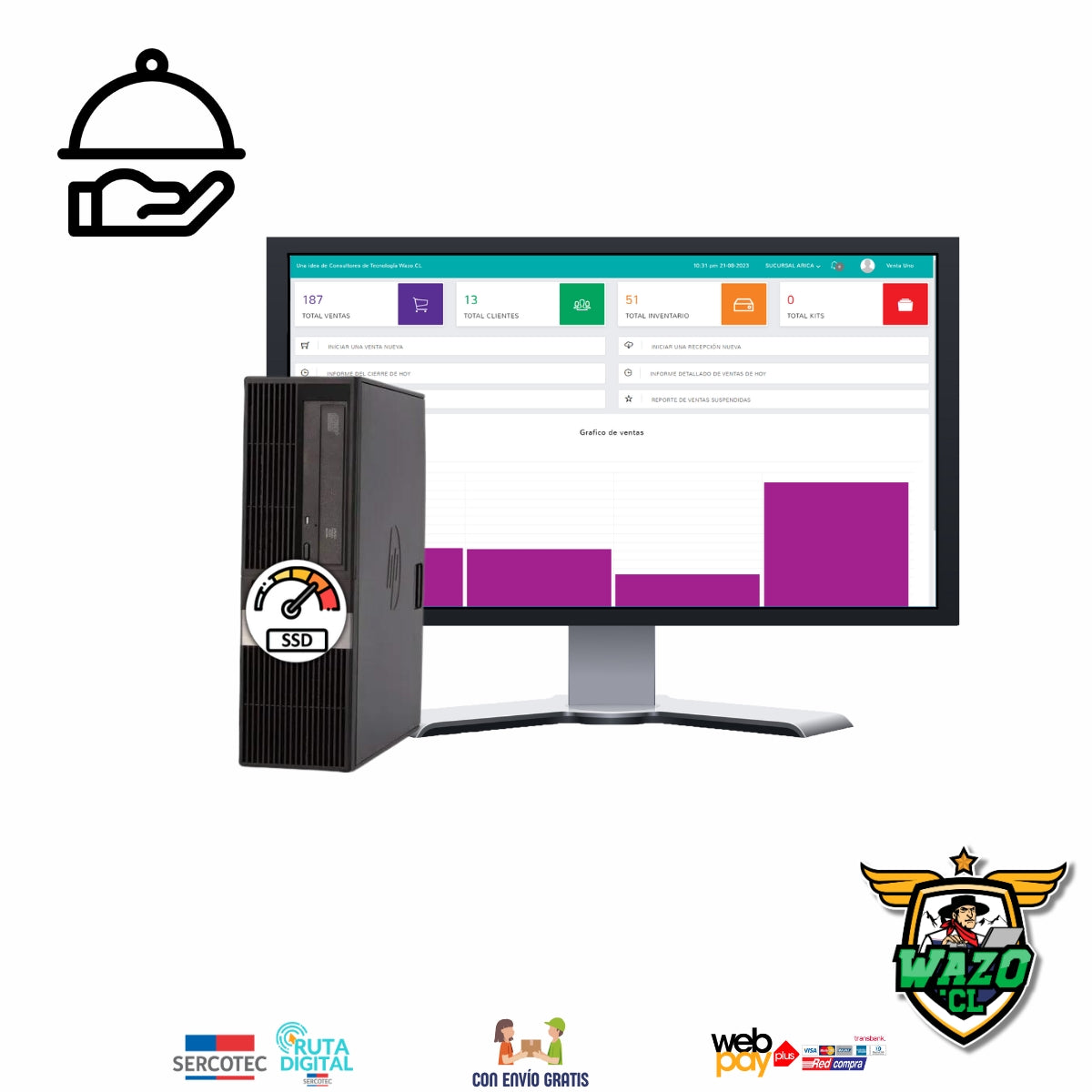 Kit Punto de Venta WAZO POS 1 | Ideal para Comida Rápida, Food Trucks y Cafeterías