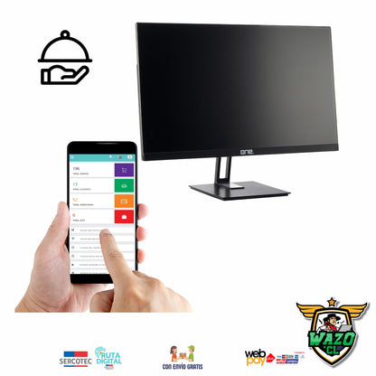 Kit POS Gastronómico WAZO ONE RESTO | Sistema All-in-One con Doble Impresora de 80mm