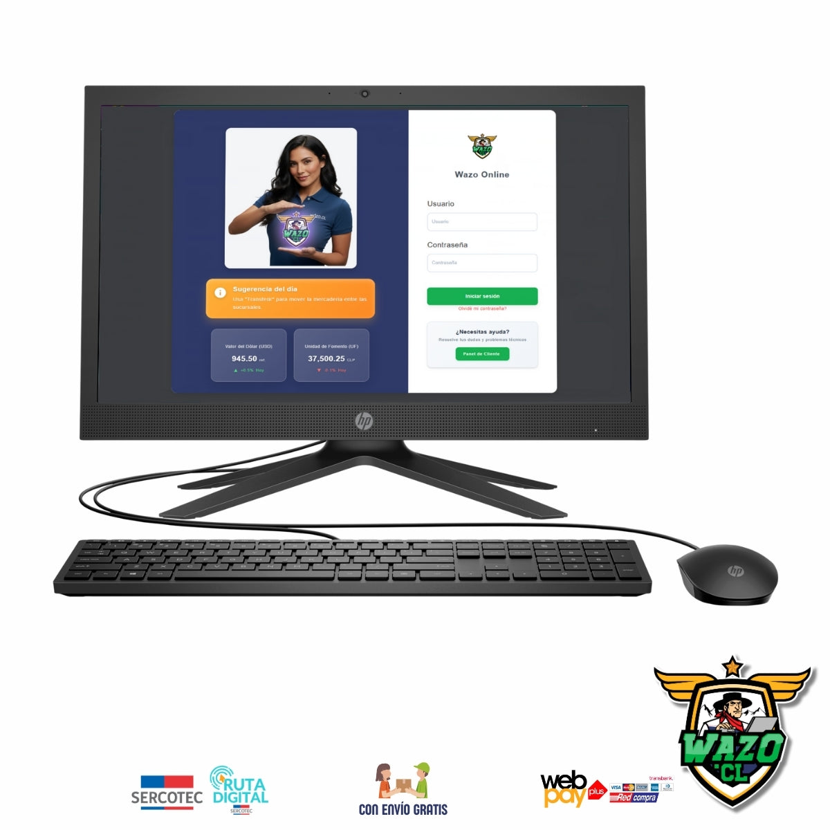 Kit Punto de Venta WAZO AIO Retail | Computador All-in-One con Lector de Barras para Comercios