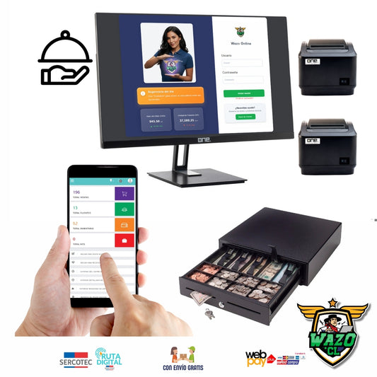 Kit Gastronómico WAZO ONE RESTO All-in-One 21" Doble Impresora