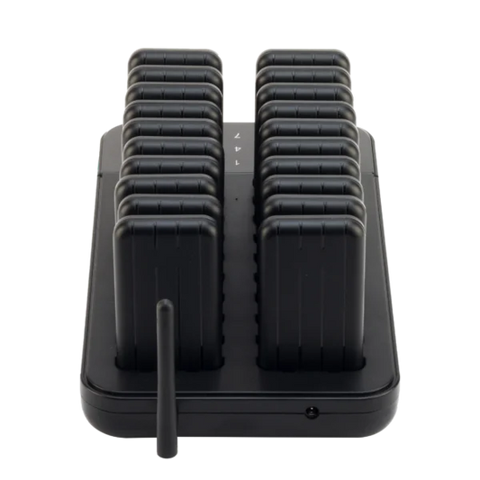 Sistema de Llamado de Clientes | Kit de 20 Pagers Recargables (500m)