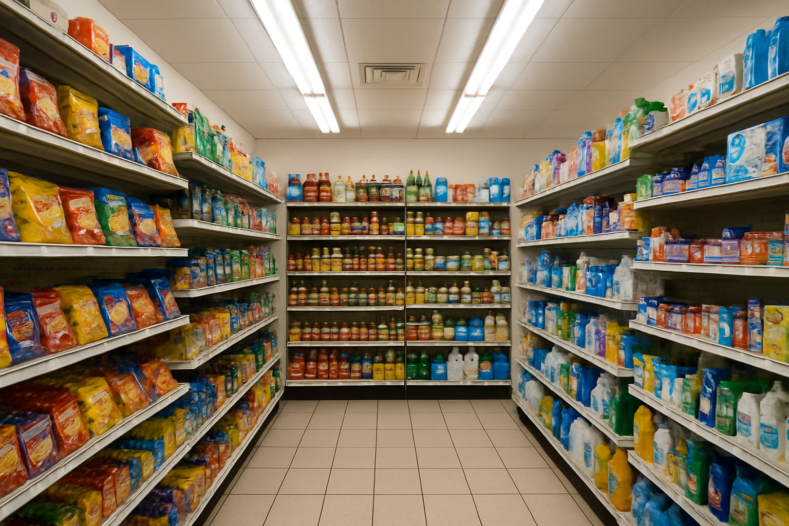 estantes con productos de un minisuper